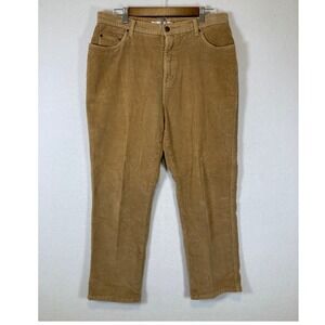 Vintage Bill Blass Women 16P Tan Corduroy High Rise Straight Leg Stretch Pants